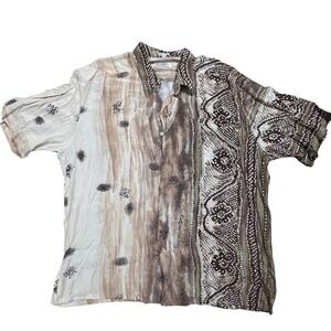 Massoti Mens Short Sleeve Shirt XL Viscose Made in Italy Abstract Print